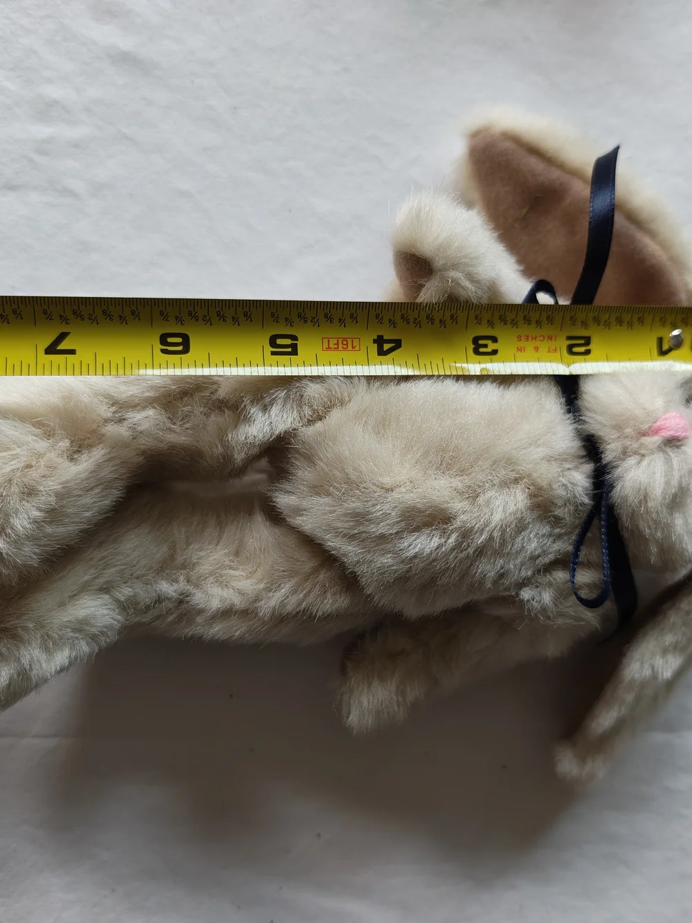 Source Unknown Cream Plush Bunny with Black Ribbon